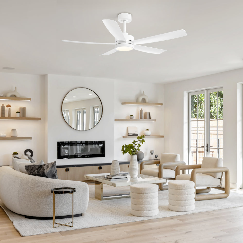 52-inch 5-Blade LED Ceiling Fan with Light and Remote,5" and 10" Downrods Included