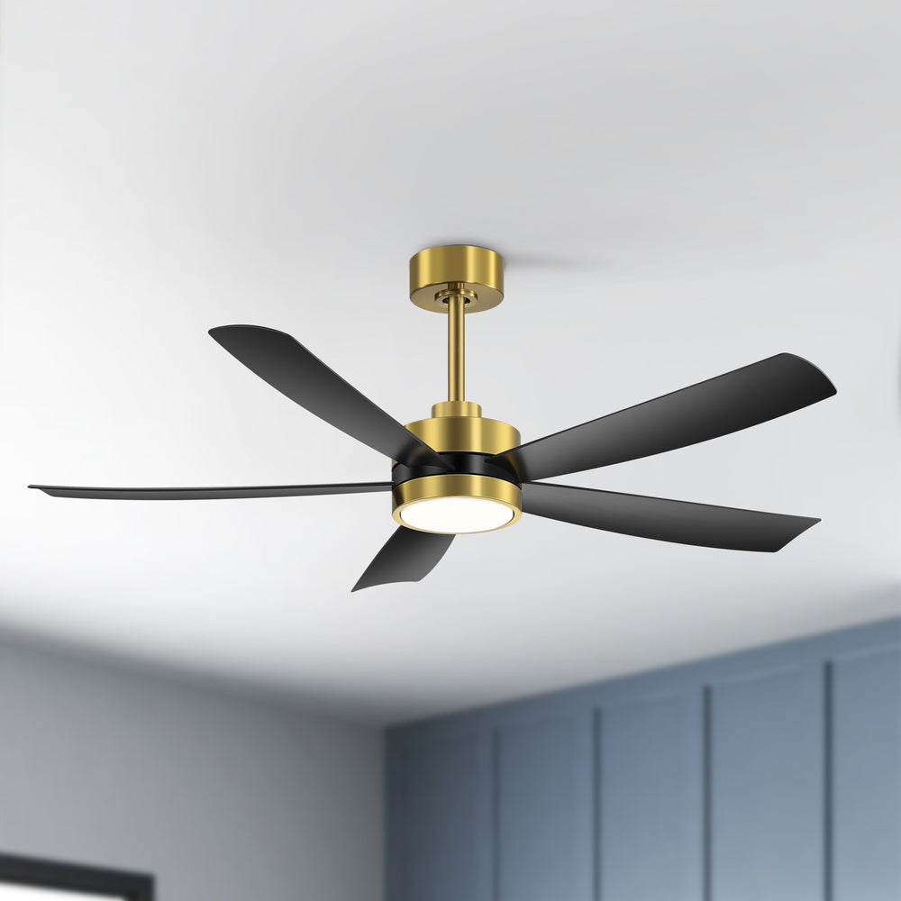 52-inch 5-Blade LED Ceiling Fan with Light and Remote,5" and 10" Downrods Included