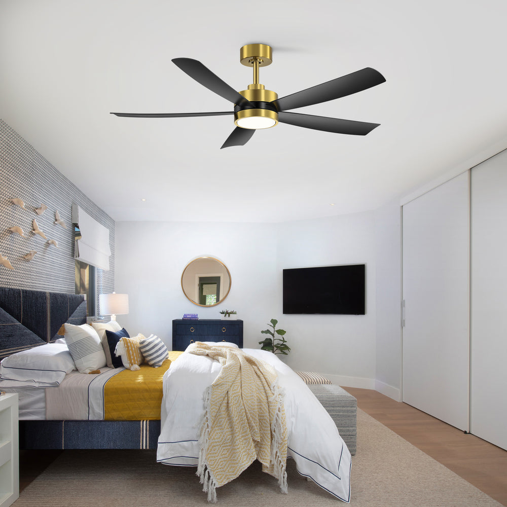 52-inch 5-Blade LED Ceiling Fan with Light and Remote,5" and 10" Downrods Included