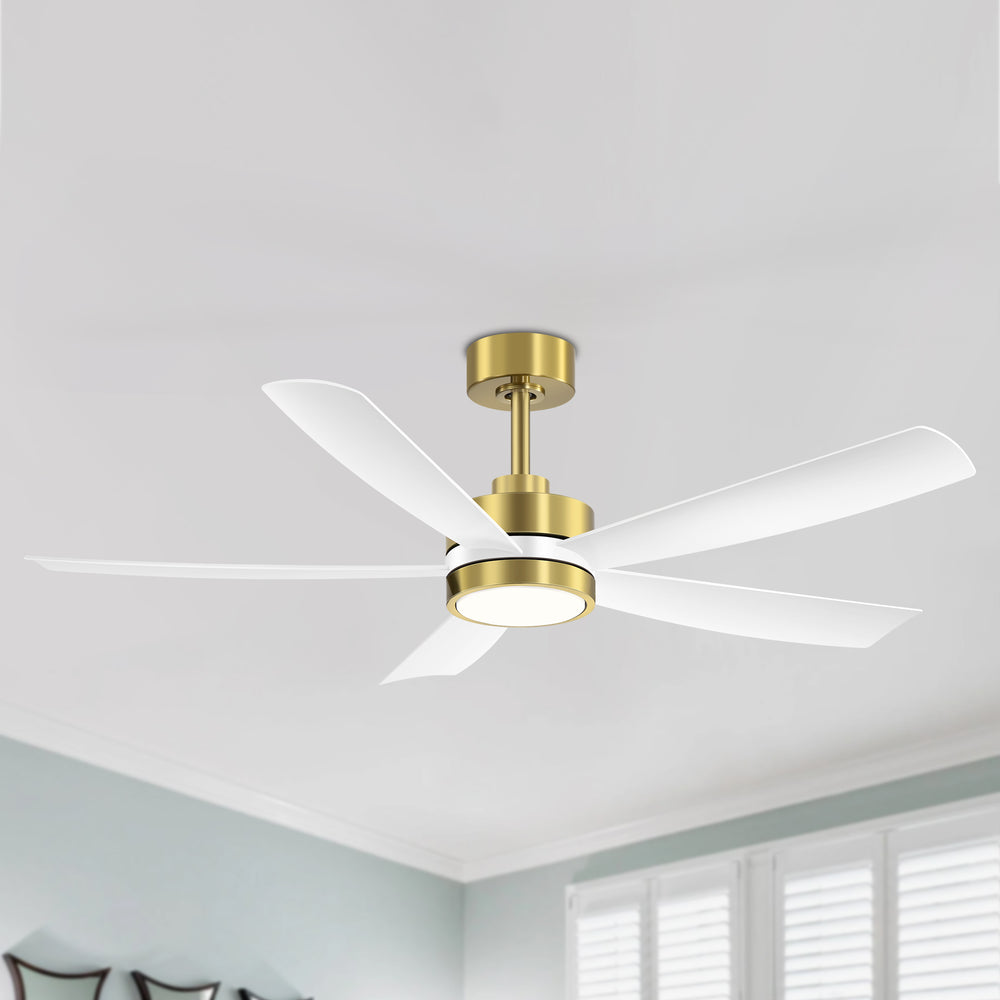 52-inch 5-Blade LED Ceiling Fan with Light and Remote,5" and 10" Downrods Included