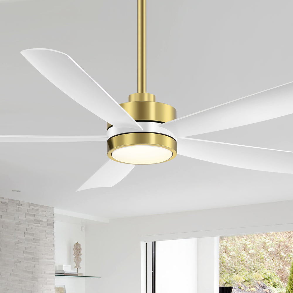 52-inch 5-Blade LED Ceiling Fan with Light and Remote,5" and 10" Downrods Included