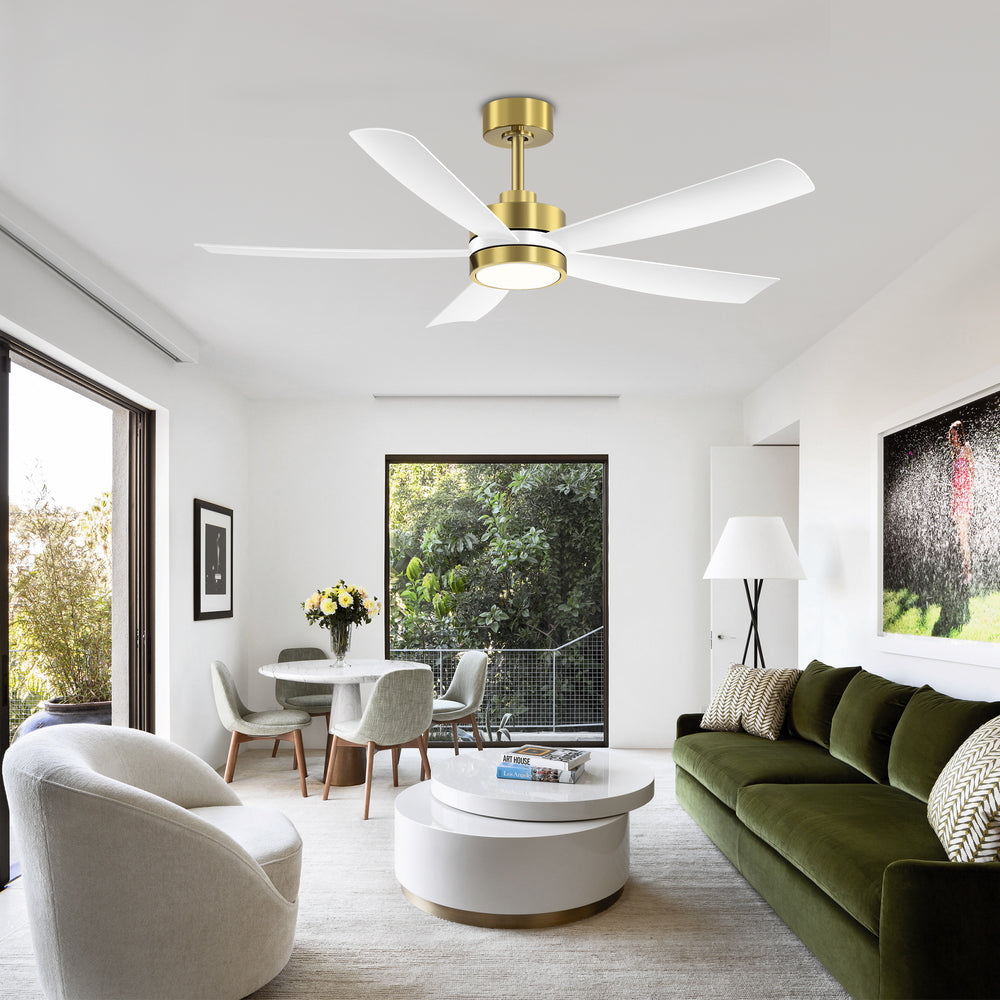 52-inch 5-Blade LED Ceiling Fan with Light and Remote,5" and 10" Downrods Included