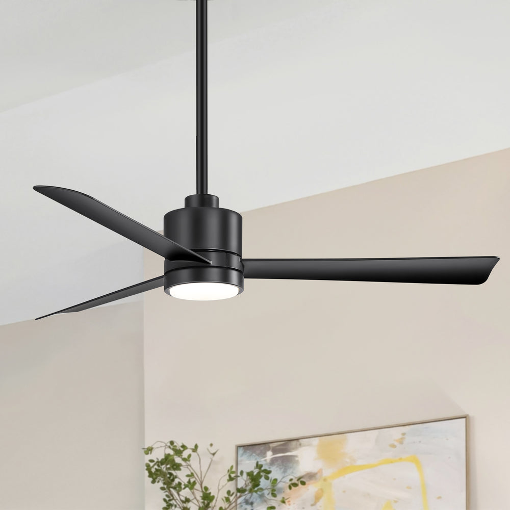 52 Inch Ceiling Fan with Led Lights, 3-Blade Industrial Ceiling Fan Remote Control, Reversible DC Motor, 6-Speed, Low Profile Ceiling Fans for Bedroom Kitchen