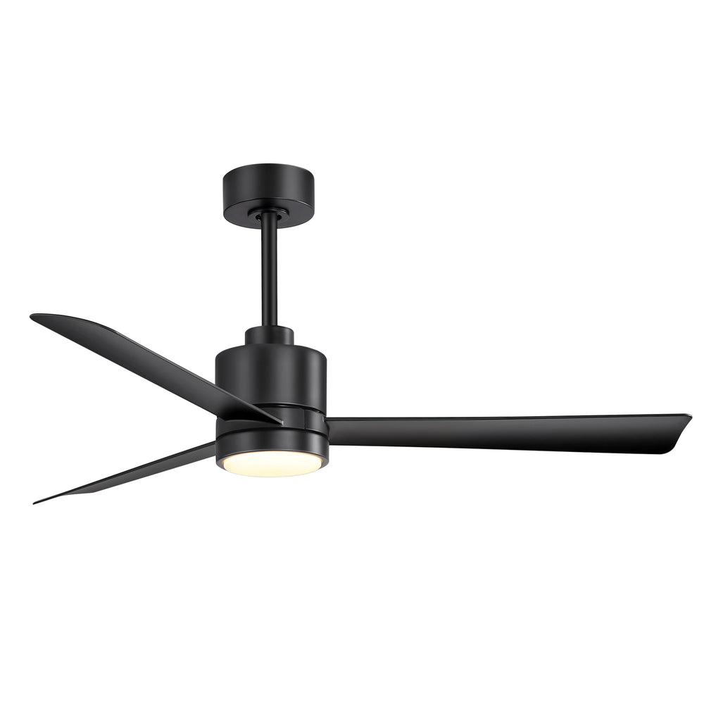 52 Inch Ceiling Fan with Led Lights, 3-Blade Industrial Ceiling Fan Remote Control, Reversible DC Motor, 6-Speed, Low Profile Ceiling Fans for Bedroom Kitchen