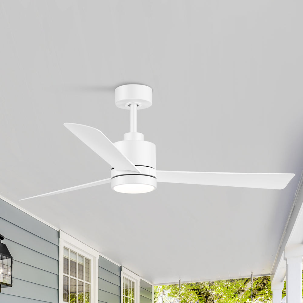 52 Inch Ceiling Fan with Led Lights, 3-Blade Industrial Ceiling Fan Remote Control, Reversible DC Motor, 6-Speed, Low Profile Ceiling Fans for Bedroom Kitchen