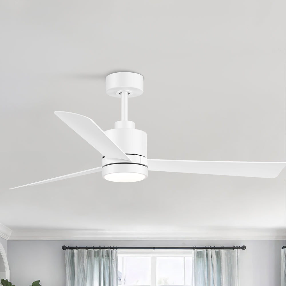 52 Inch Ceiling Fan with Led Lights, 3-Blade Industrial Ceiling Fan Remote Control, Reversible DC Motor, 6-Speed, Low Profile Ceiling Fans for Bedroom Kitchen