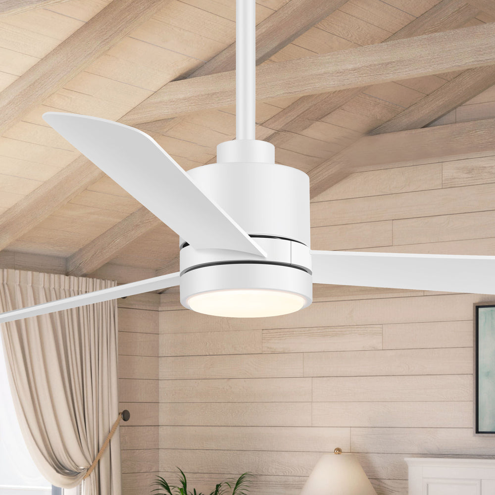 52 Inch Ceiling Fan with Led Lights, 3-Blade Industrial Ceiling Fan Remote Control, Reversible DC Motor, 6-Speed, Low Profile Ceiling Fans for Bedroom Kitchen