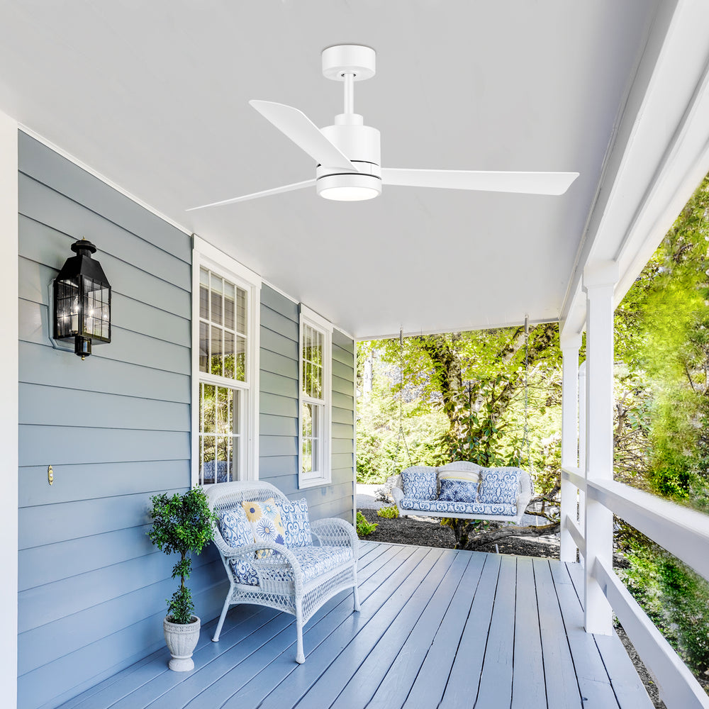 52 Inch Ceiling Fan with Led Lights, 3-Blade Industrial Ceiling Fan Remote Control, Reversible DC Motor, 6-Speed, Low Profile Ceiling Fans for Bedroom Kitchen