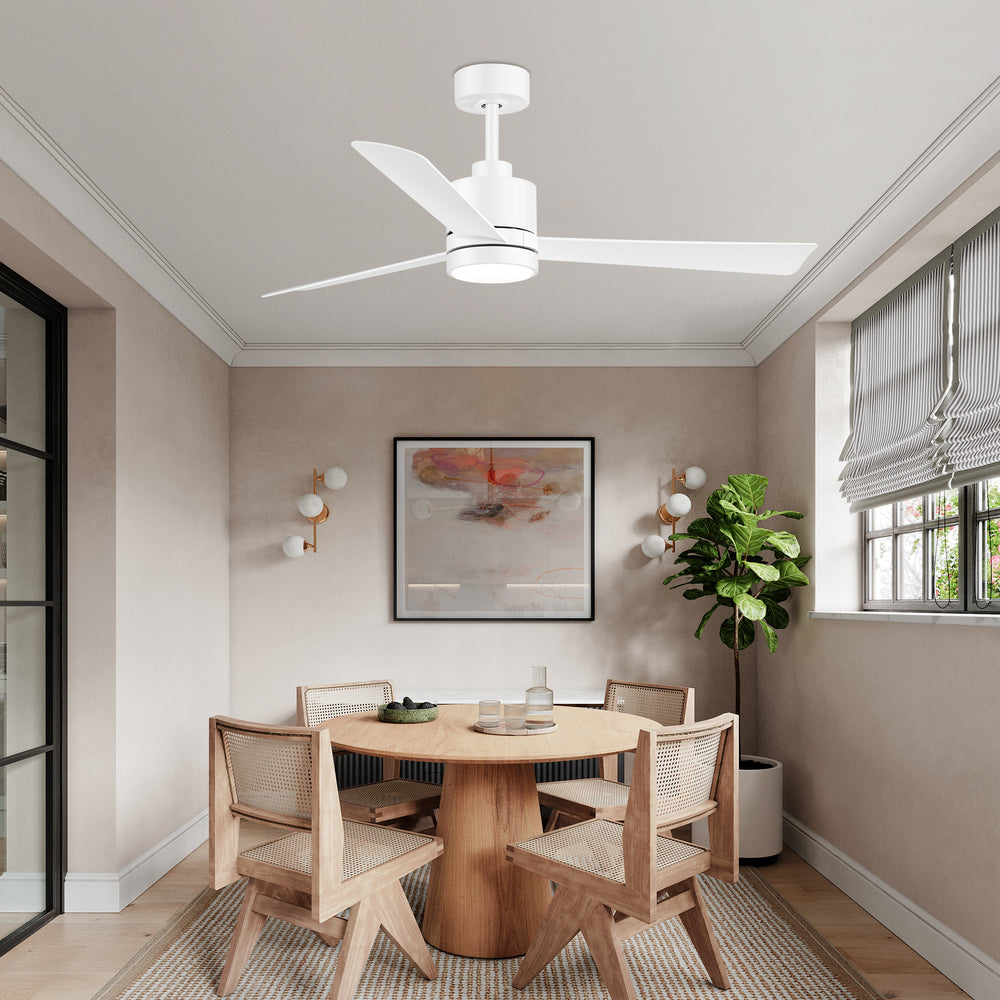 52 Inch Ceiling Fan with Led Lights, 3-Blade Industrial Ceiling Fan Remote Control, Reversible DC Motor, 6-Speed, Low Profile Ceiling Fans for Bedroom Kitchen