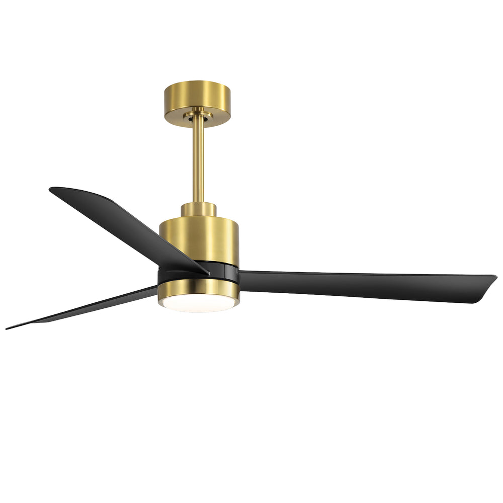 52 Inch Ceiling Fan with Led Lights, 3-Blade Industrial Ceiling Fan Remote Control, Reversible DC Motor, 6-Speed, Low Profile Ceiling Fans for Bedroom Kitchen