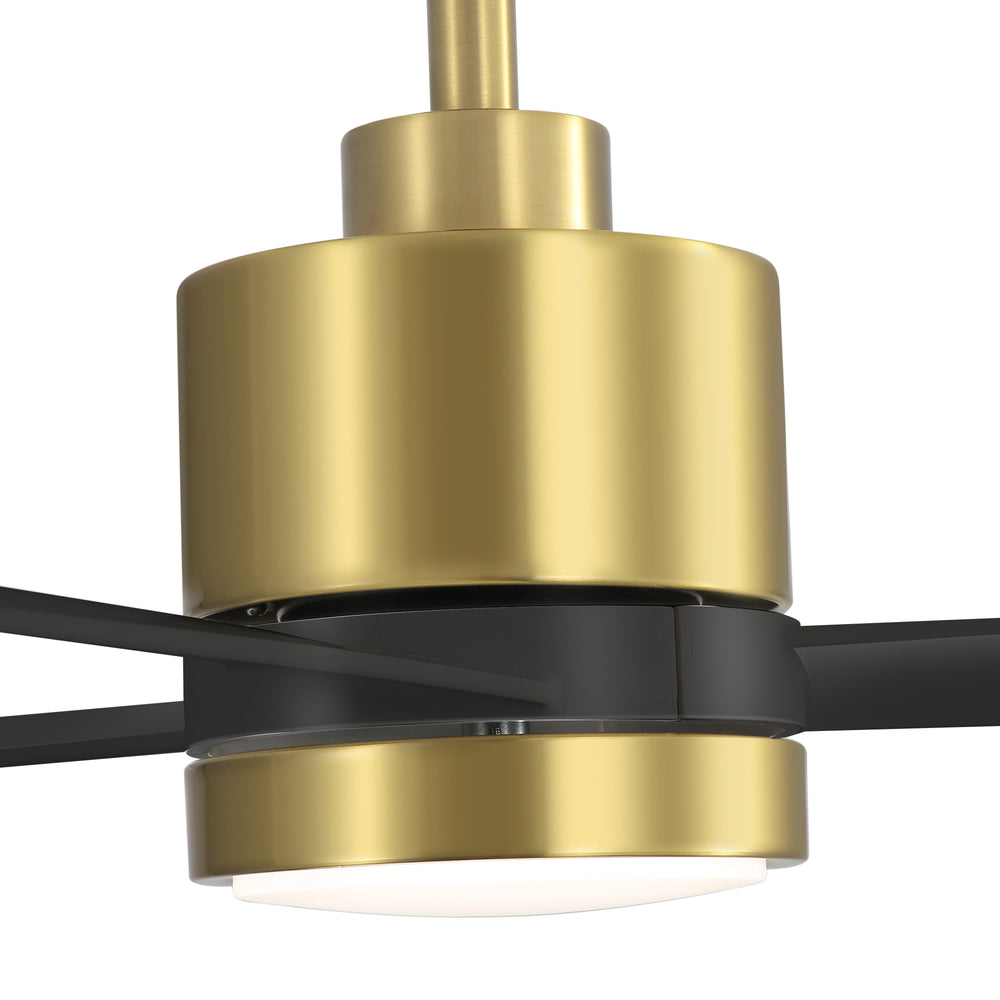 52 Inch Ceiling Fan with Led Lights, 3-Blade Industrial Ceiling Fan Remote Control, Reversible DC Motor, 6-Speed, Low Profile Ceiling Fans for Bedroom Kitchen