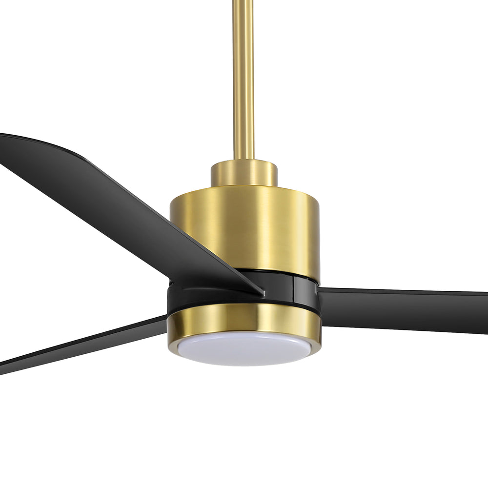 52 Inch Ceiling Fan with Led Lights, 3-Blade Industrial Ceiling Fan Remote Control, Reversible DC Motor, 6-Speed, Low Profile Ceiling Fans for Bedroom Kitchen