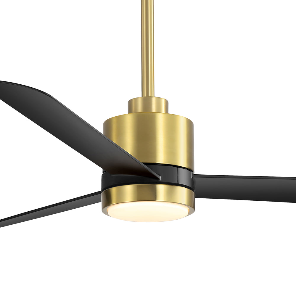 52 Inch Ceiling Fan with Led Lights, 3-Blade Industrial Ceiling Fan Remote Control, Reversible DC Motor, 6-Speed, Low Profile Ceiling Fans for Bedroom Kitchen