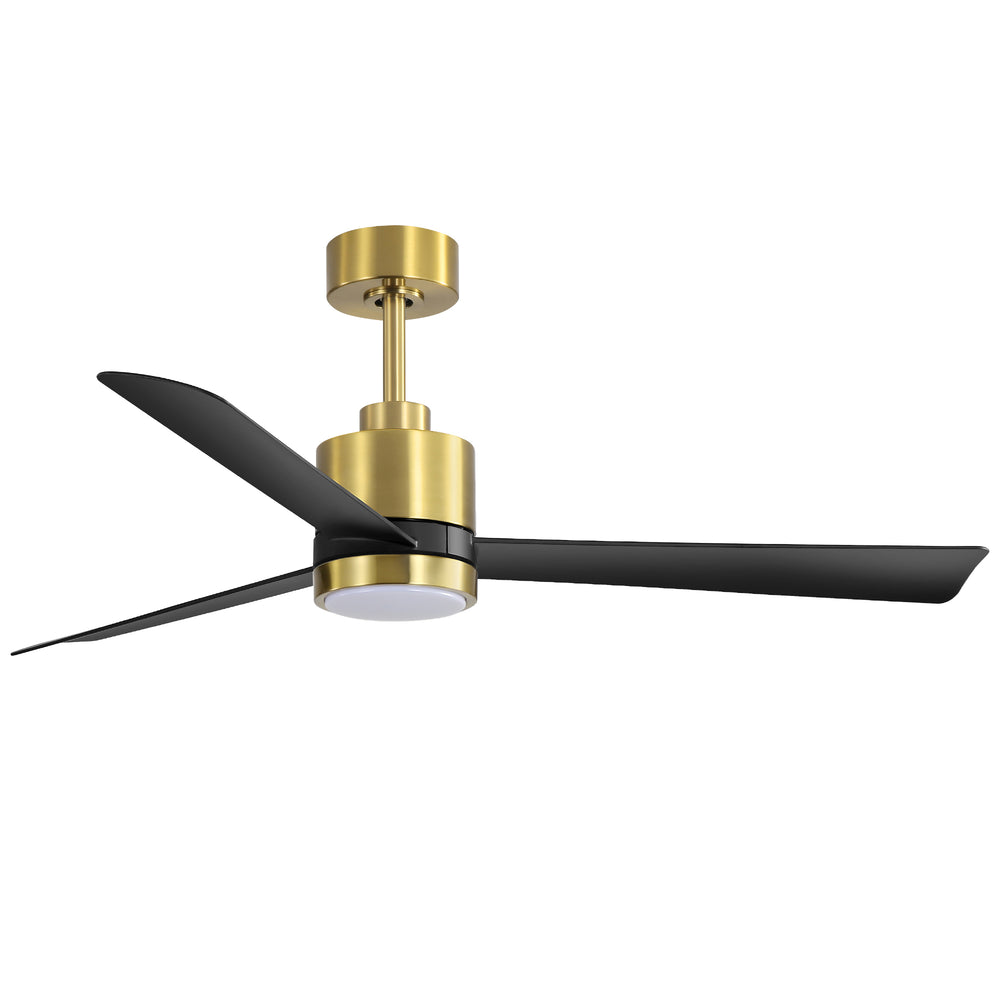 52 Inch Ceiling Fan with Led Lights, 3-Blade Industrial Ceiling Fan Remote Control, Reversible DC Motor, 6-Speed, Low Profile Ceiling Fans for Bedroom Kitchen