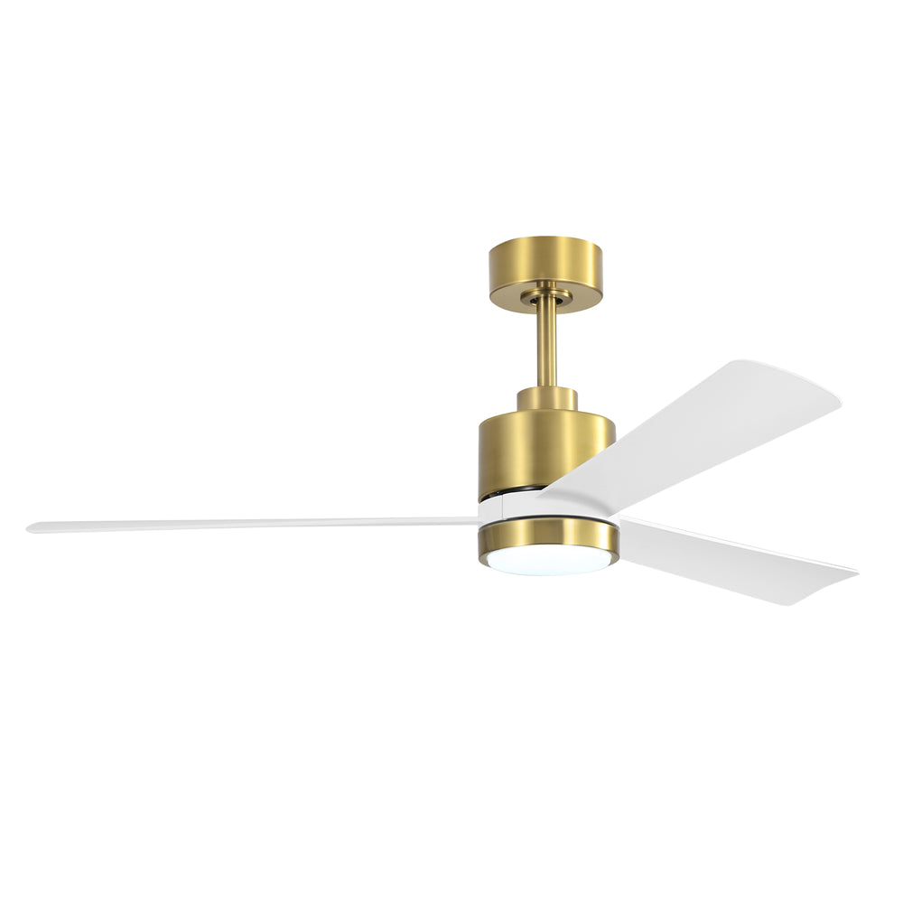 52 Inch Ceiling Fan with Led Lights, 3-Blade Industrial Ceiling Fan Remote Control, Reversible DC Motor, 6-Speed, Low Profile Ceiling Fans for Bedroom Kitchen