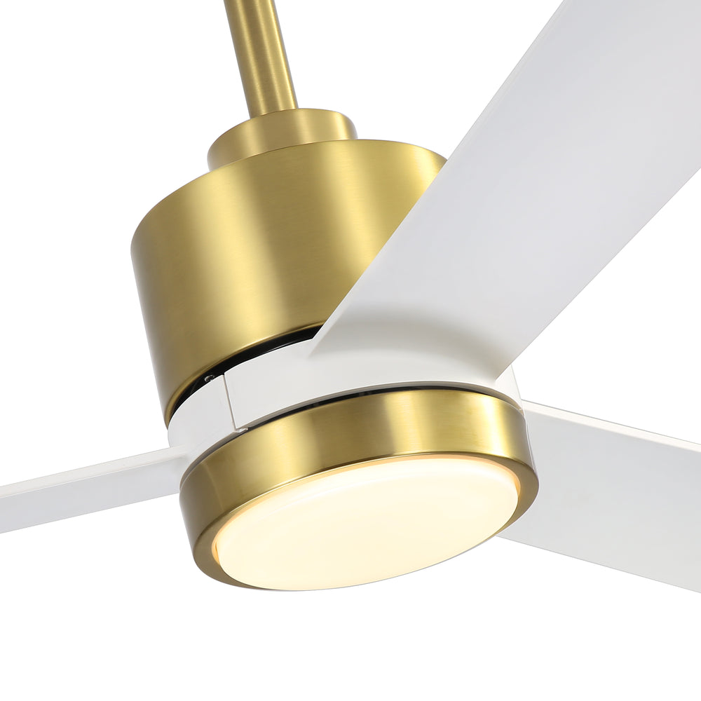 52 Inch Ceiling Fan with Led Lights, 3-Blade Industrial Ceiling Fan Remote Control, Reversible DC Motor, 6-Speed, Low Profile Ceiling Fans for Bedroom Kitchen