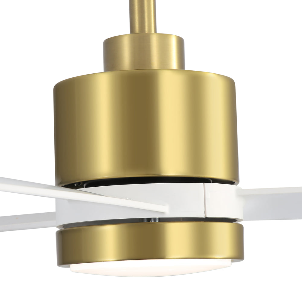 52 Inch Ceiling Fan with Led Lights, 3-Blade Industrial Ceiling Fan Remote Control, Reversible DC Motor, 6-Speed, Low Profile Ceiling Fans for Bedroom Kitchen