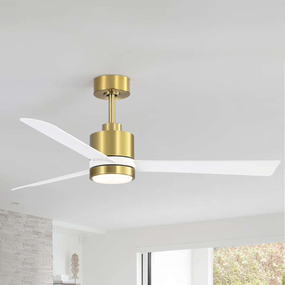 52 Inch Ceiling Fan with Led Lights, 3-Blade Industrial Ceiling Fan Remote Control, Reversible DC Motor, 6-Speed, Low Profile Ceiling Fans for Bedroom Kitchen