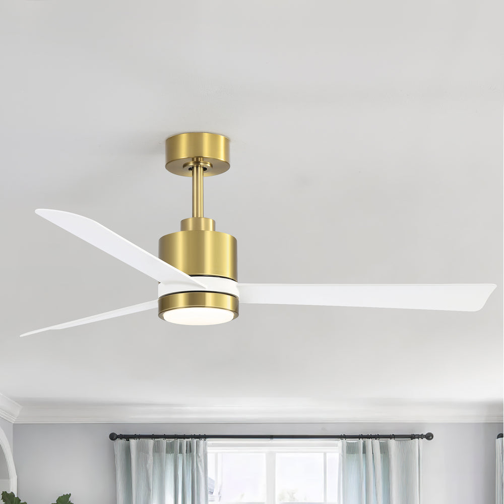 52 Inch Ceiling Fan with Led Lights, 3-Blade Industrial Ceiling Fan Remote Control, Reversible DC Motor, 6-Speed, Low Profile Ceiling Fans for Bedroom Kitchen