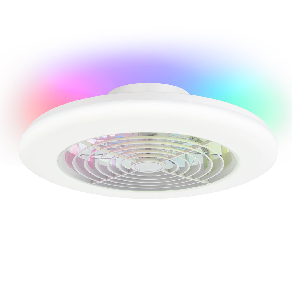 19-in Low Profile Ceiling Fan with Light, RGB Dimmable LED Enclosed Ceiling Fans with Remote