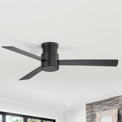 52in Flush Mount Ceiling Fan with Remote without Light(3-Blade）