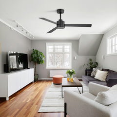 52" 3-Blade Ceiling Fan with Remote without Light, 5" and 10" Downrods Included