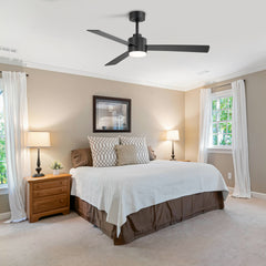 52" 3-Blade Integrated Ceiling Fan with LED Light and Remote, 5" and 10" Downrods Included