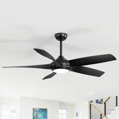 54 inch Farmhouse Ceiling Fans with Lights Remote Control, 5 Reversible Blades, Quiet DC Motor, Timer, 6-Speed, 3 Color Light Led Chandelier Ceiling Fans for Bedroom