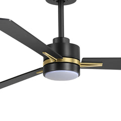 52" Ceiling Fans with Lights, Black Modern Ceiling Fan with Remote, Farmhouse Indoor Ceiling Fan,Quiet & Strong Motor, Bright LED Light for Bedroom,6 Speeds Silent Reversible DC Motor