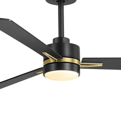 52" Ceiling Fans with Lights, Black Modern Ceiling Fan with Remote, Farmhouse Indoor Ceiling Fan,Quiet & Strong Motor, Bright LED Light for Bedroom,6 Speeds Silent Reversible DC Motor