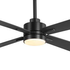 52 inch 4-Blade Ceiling Fans with Lights, Quiet Reversible DC Motor, 6-Speed, Timer, Industrial Black Ceiling Fan Remote Control, Led Fandelier Ceiling Fan for Bedroom Living Room