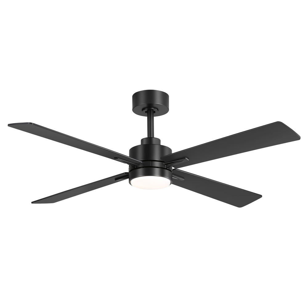52 inch 4-Blade Ceiling Fans with Lights, Quiet Reversible DC Motor, 6-Speed, Timer, Industrial Black Ceiling Fan Remote Control, Led Fandelier Ceiling Fan for Bedroom Living Room