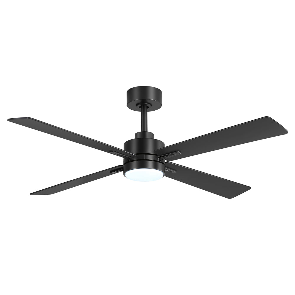 52 inch 4-Blade Ceiling Fans with Lights, Quiet Reversible DC Motor, 6-Speed, Timer, Industrial Black Ceiling Fan Remote Control, Led Fandelier Ceiling Fan for Bedroom Living Room