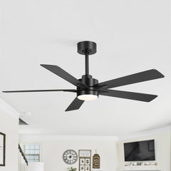 Ceiling Fans with Lights and Remote, 52 Inch Industrial Ceiling Fan with Reversible DC Motor, 6-Speed, 3 Color Light, Downrod Mount LED Ceiling Light Chandelier for Bedroom