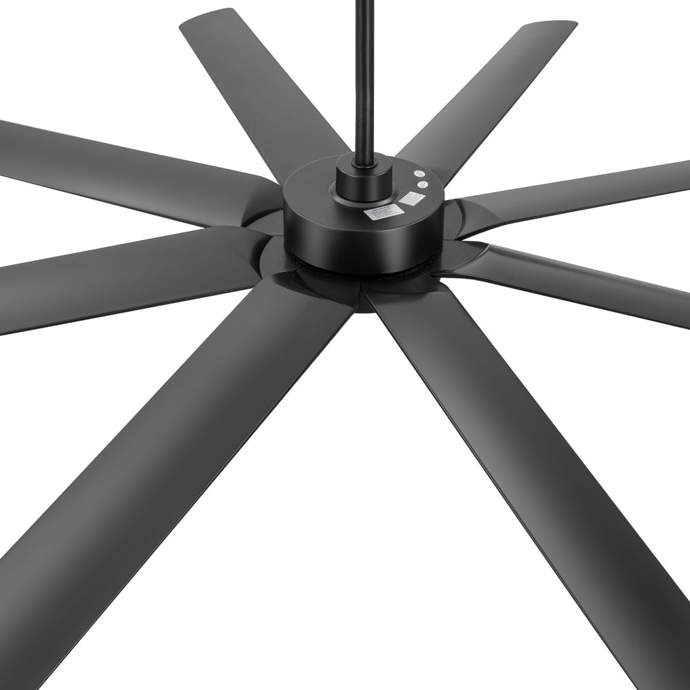 Breezary 72" 8-Blade Silent DC Motor Industrial Ceiling Fan with Integrated LED Light - Black
