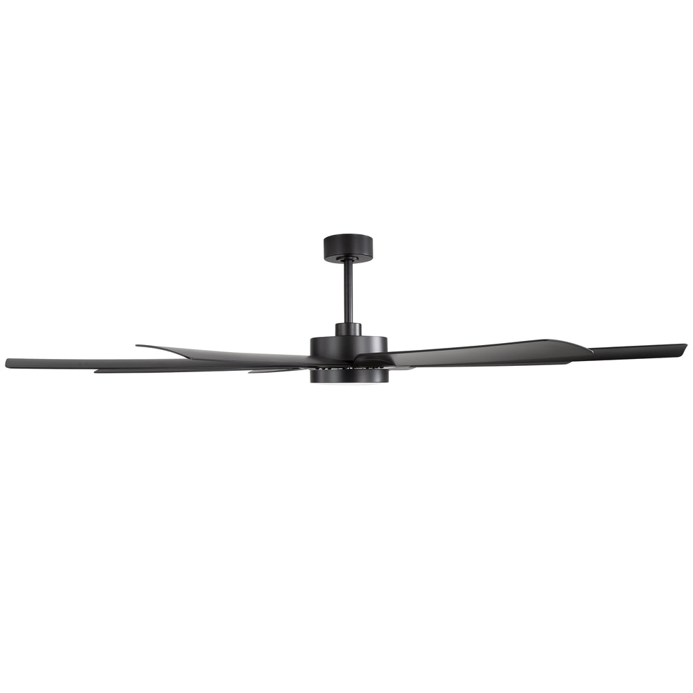 Breezary 72" 8-Blade Silent DC Motor Industrial Ceiling Fan with Integrated LED Light - Black