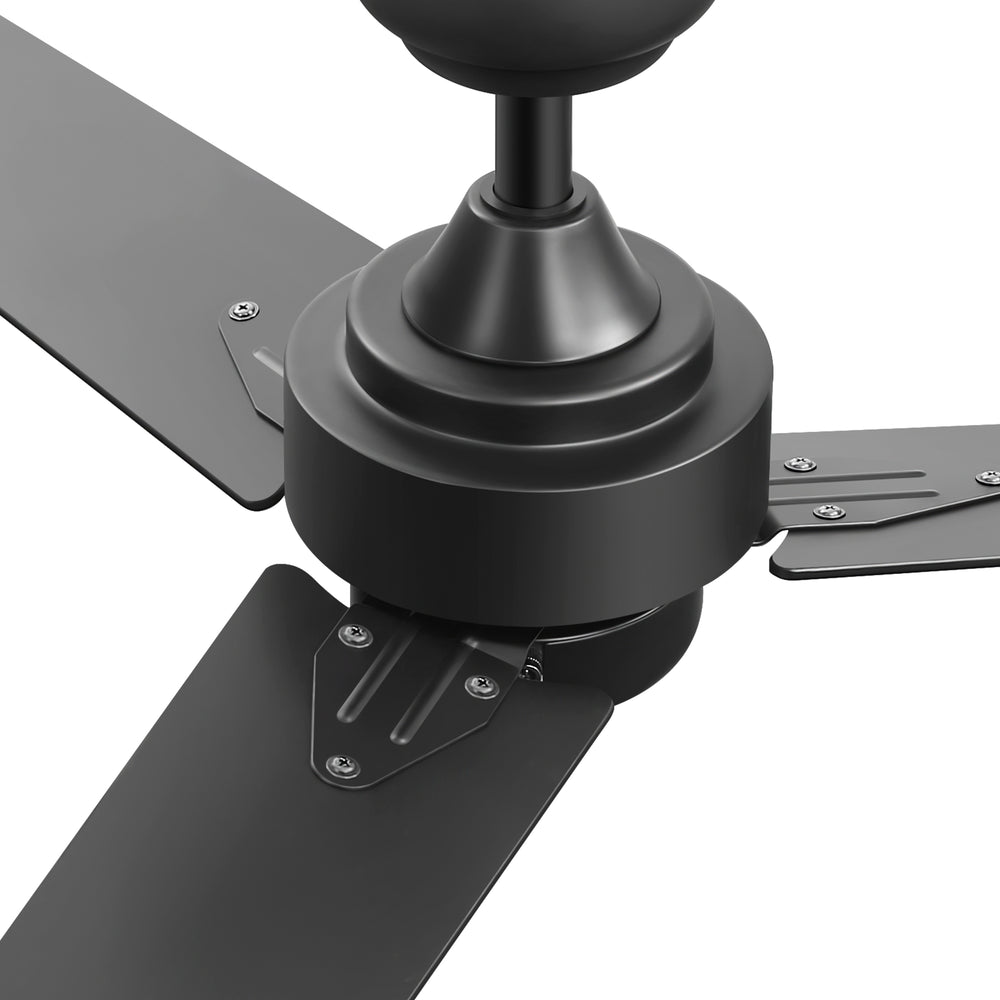 52 Inch 3-Blade Black/White 3-Speed Ceiling Fan with Pull Chain without Light
