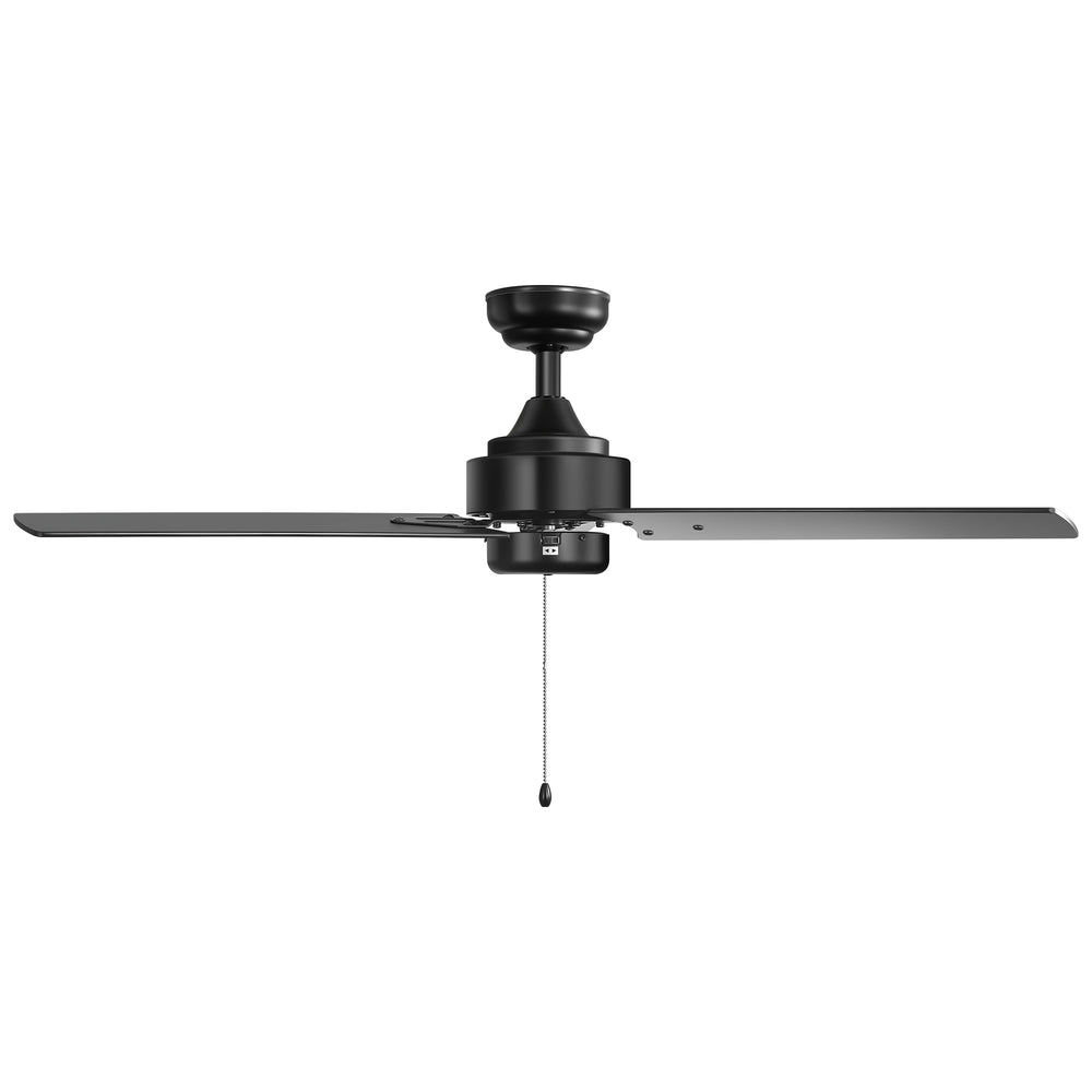52 Inch 3-Blade Black/White 3-Speed Ceiling Fan with Pull Chain without Light