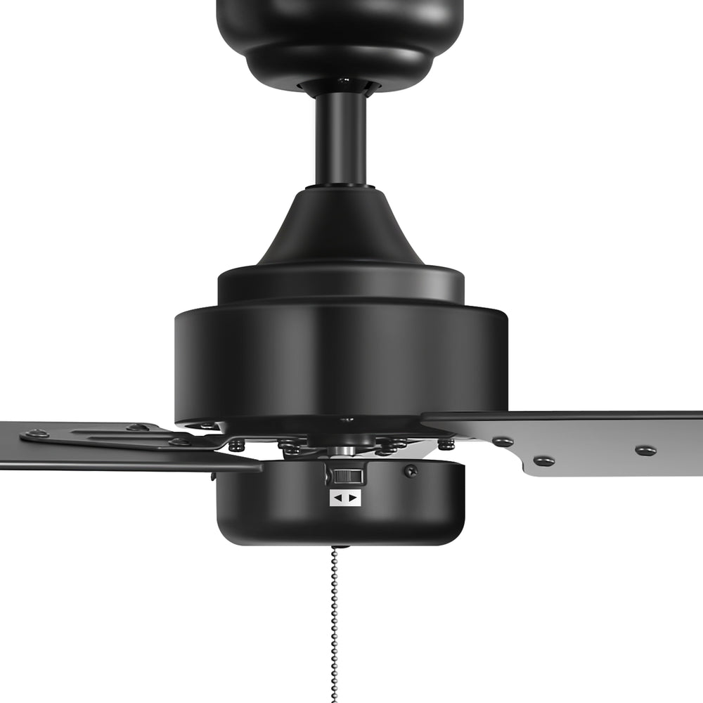 52 Inch 3-Blade Black/White 3-Speed Ceiling Fan with Pull Chain without Light