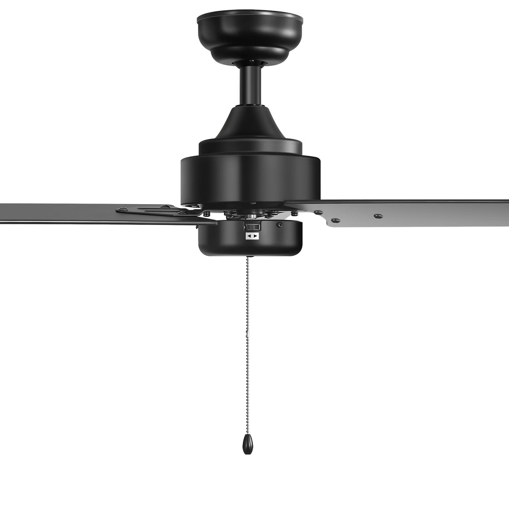 52 Inch 3-Blade Black/White 3-Speed Ceiling Fan with Pull Chain without Light