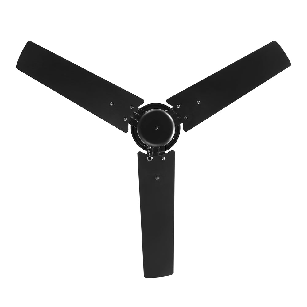 52 Inch 3-Blade Black/White 3-Speed Ceiling Fan with Pull Chain without Light