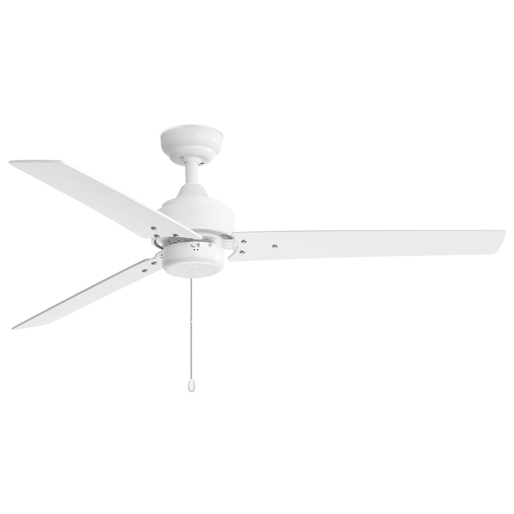 52 Inch 3-Blade Black/White 3-Speed Ceiling Fan with Pull Chain without Light