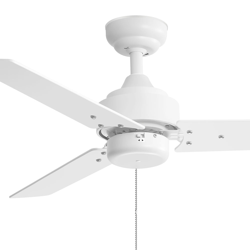 52 Inch 3-Blade Black/White 3-Speed Ceiling Fan with Pull Chain without Light