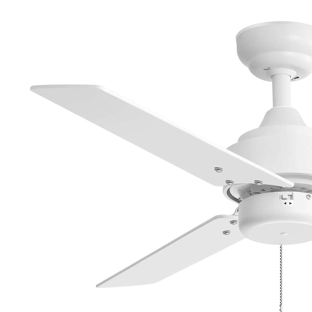 52 Inch 3-Blade Black/White 3-Speed Ceiling Fan with Pull Chain without Light