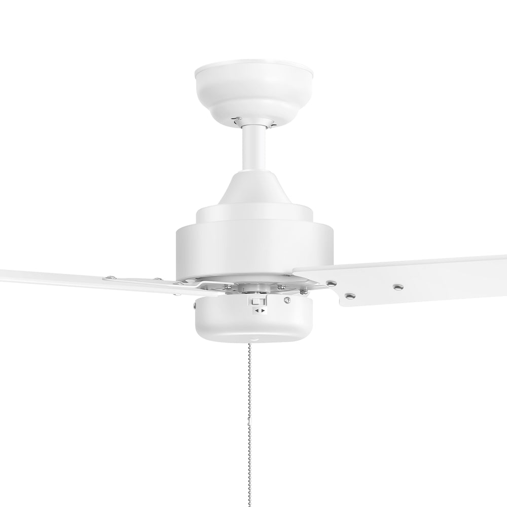 52 Inch 3-Blade Black/White 3-Speed Ceiling Fan with Pull Chain without Light