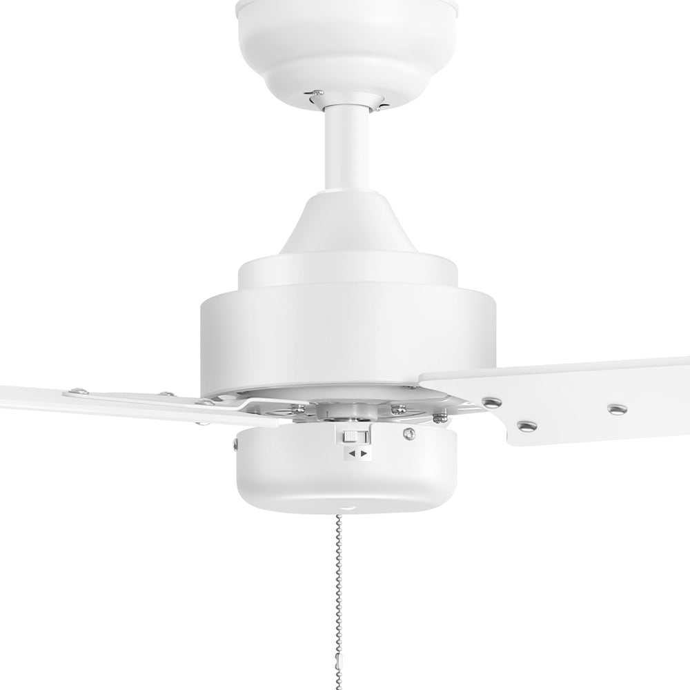 52 Inch 3-Blade Black/White 3-Speed Ceiling Fan with Pull Chain without Light