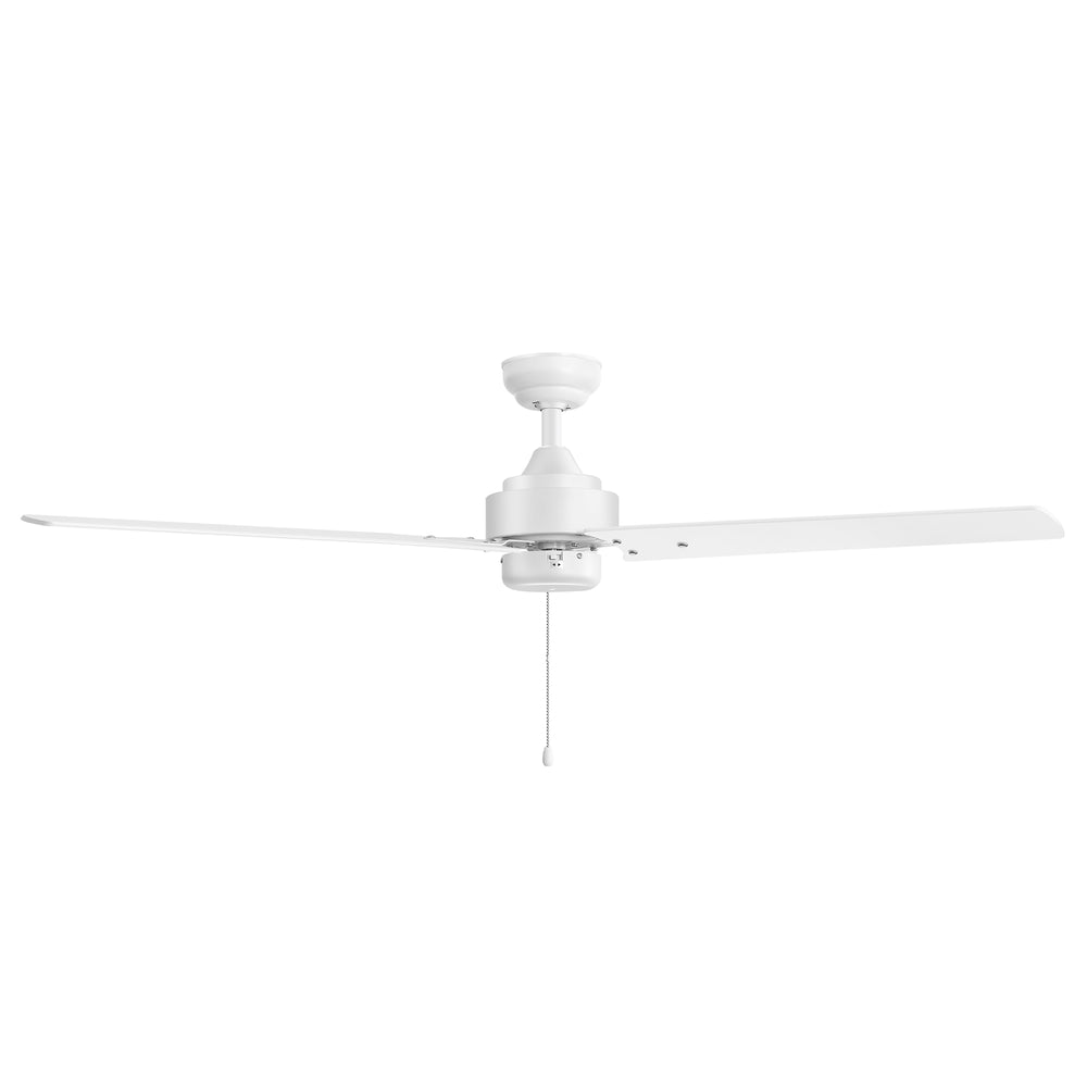 52 Inch 3-Blade Black/White 3-Speed Ceiling Fan with Pull Chain without Light