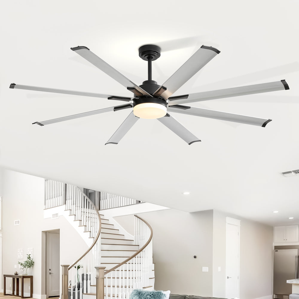 Large 72in Integrated LED Indoor Gold Ceiling Fan with Light and Remote Control Included