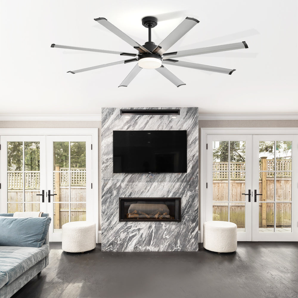 Large 72in Integrated LED Indoor Gold Ceiling Fan with Light and Remote Control Included