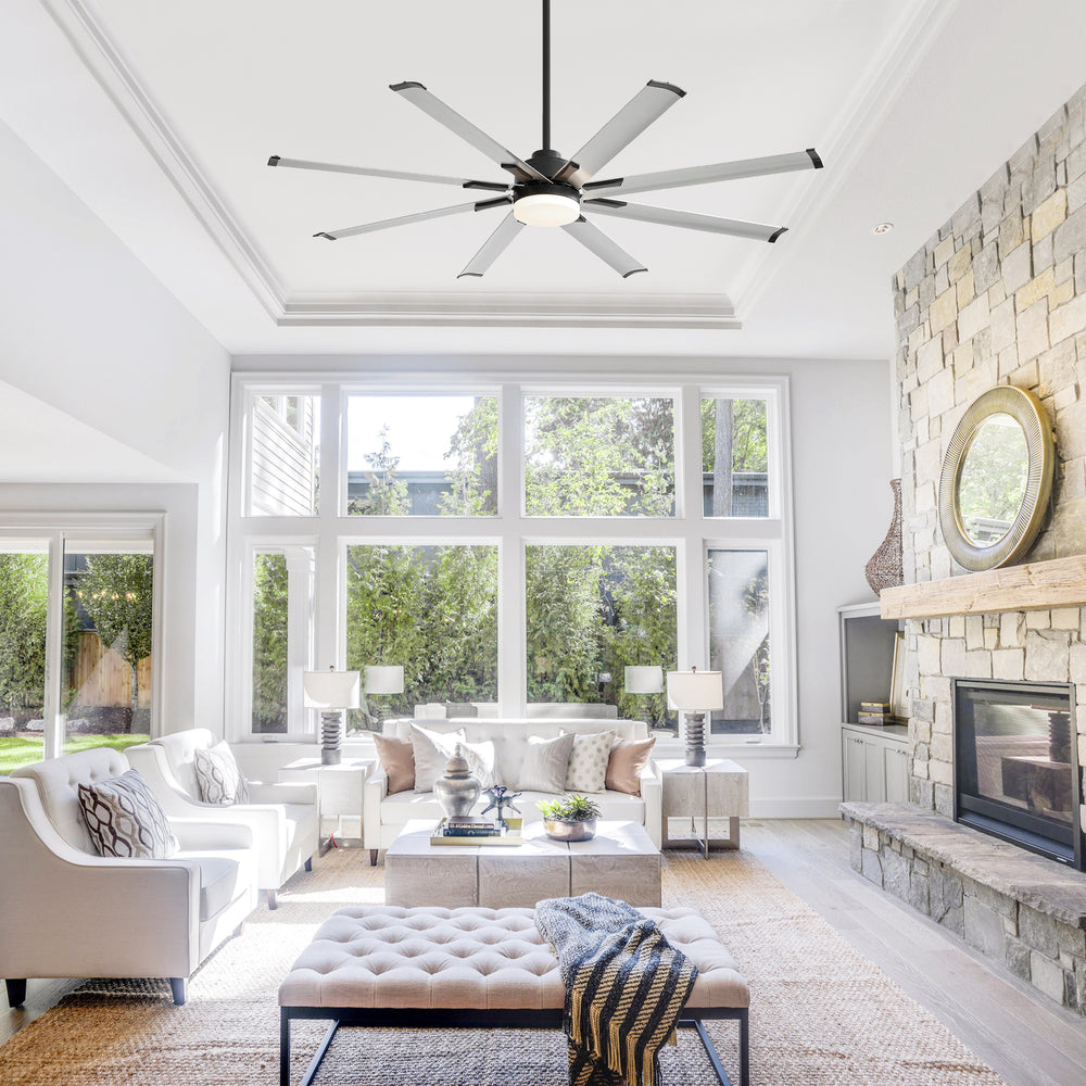 Large 72in Integrated LED Indoor Gold Ceiling Fan with Light and Remote Control Included
